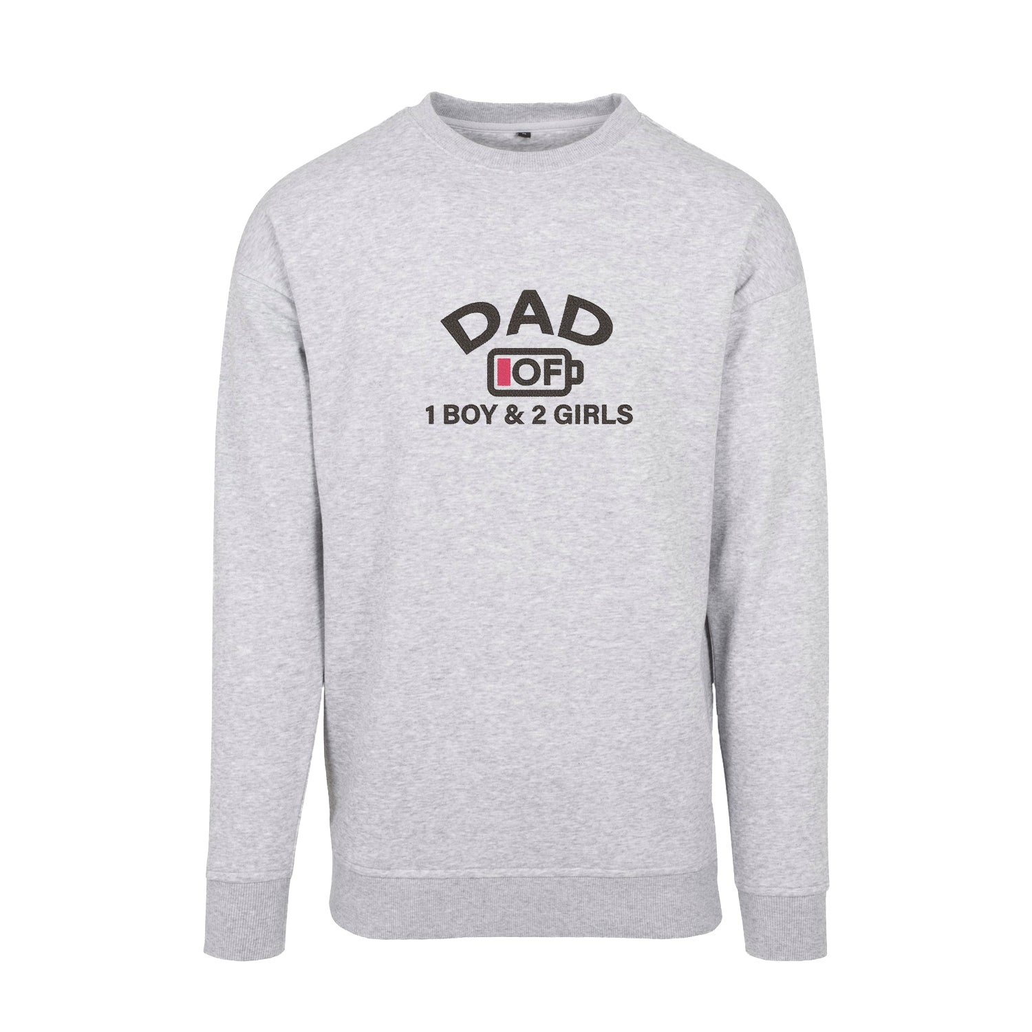Bluza bez kaptura „Dad of 1 Boy & 2 Girls” z haftem – prezent dla taty trójki dzieci | Bluza dla dumnego ojca