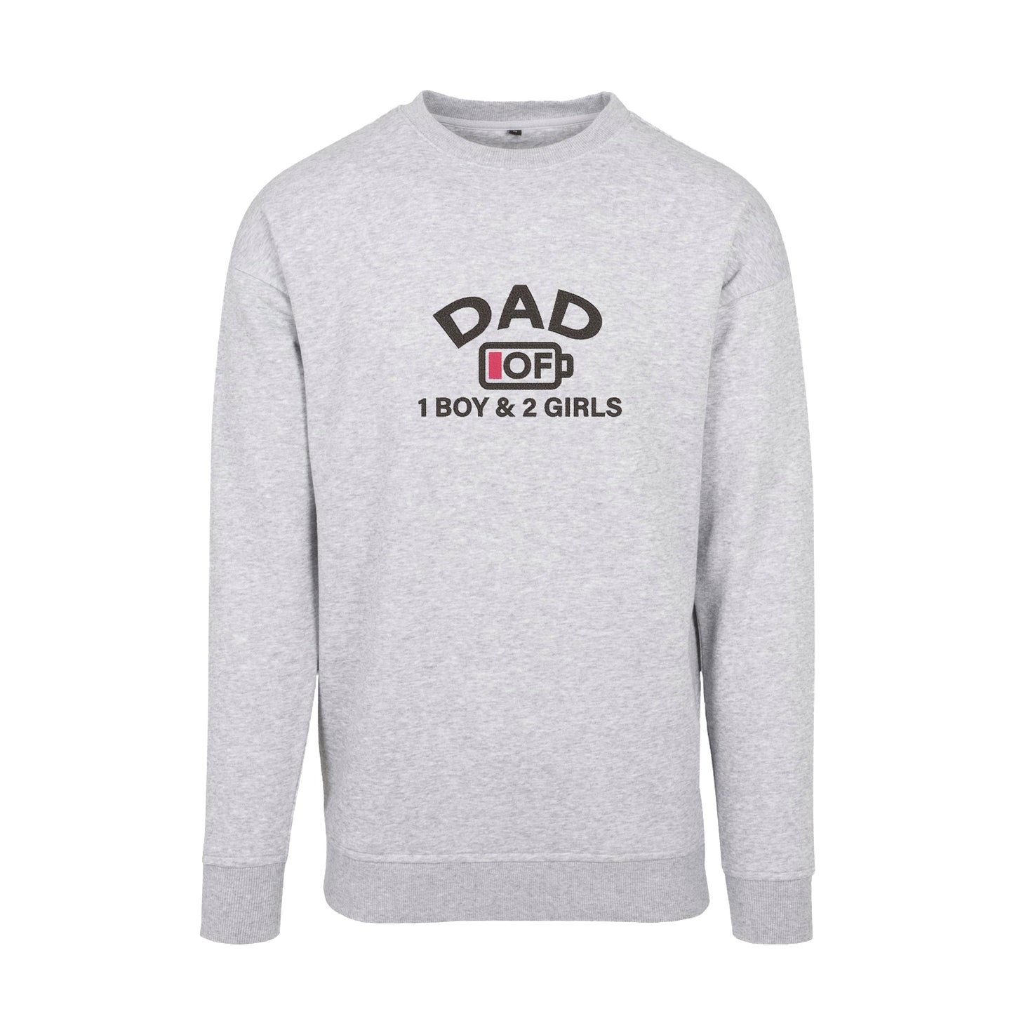 Bluza bez kaptura „Dad of 1 Boy & 2 Girls” z haftem – prezent dla taty trójki dzieci | Bluza dla dumnego ojca