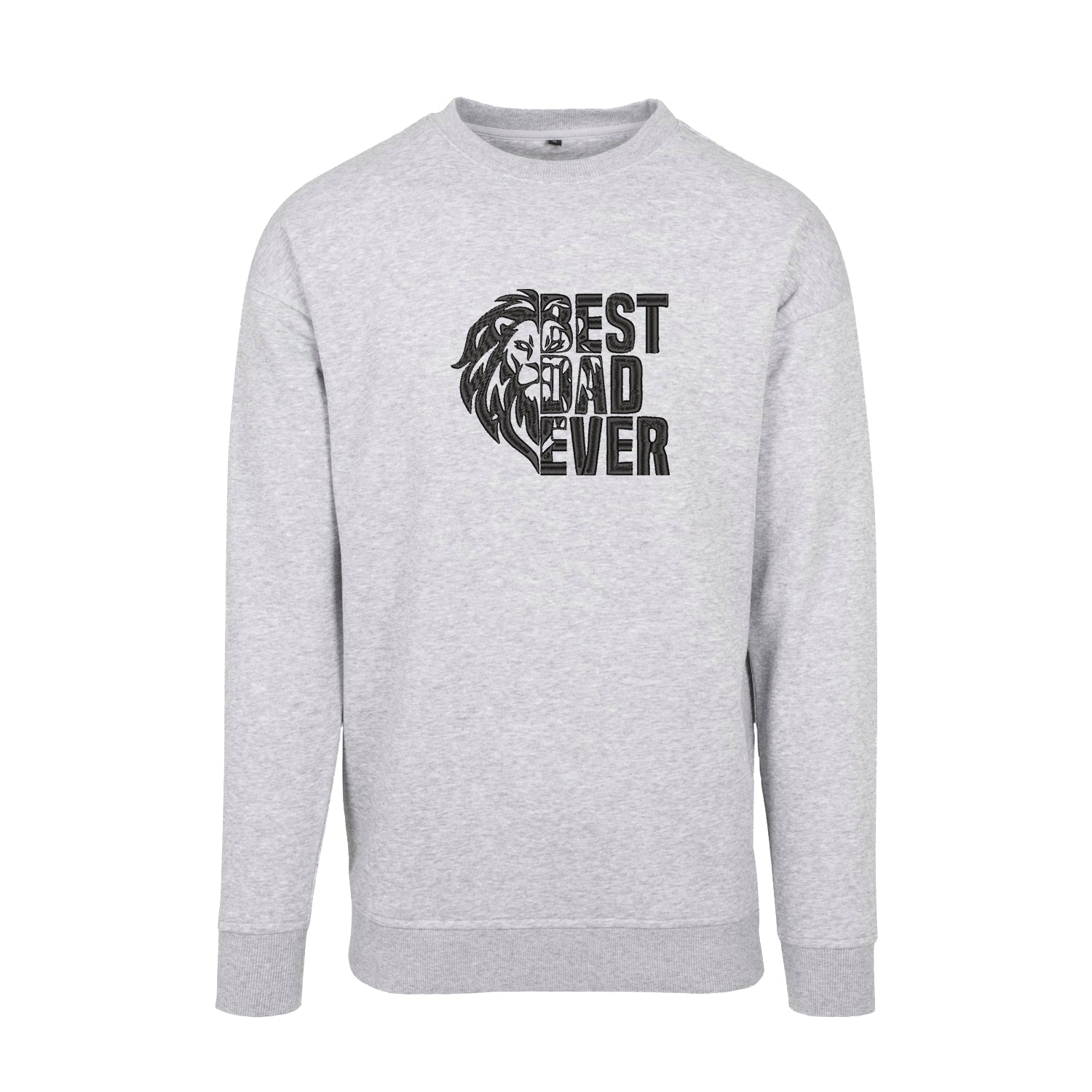 Bluza bez kaptura "Lion Best Dad Ever" z haftem | Prezent dla najlepszego taty | Haft komputerowy Haft z radości