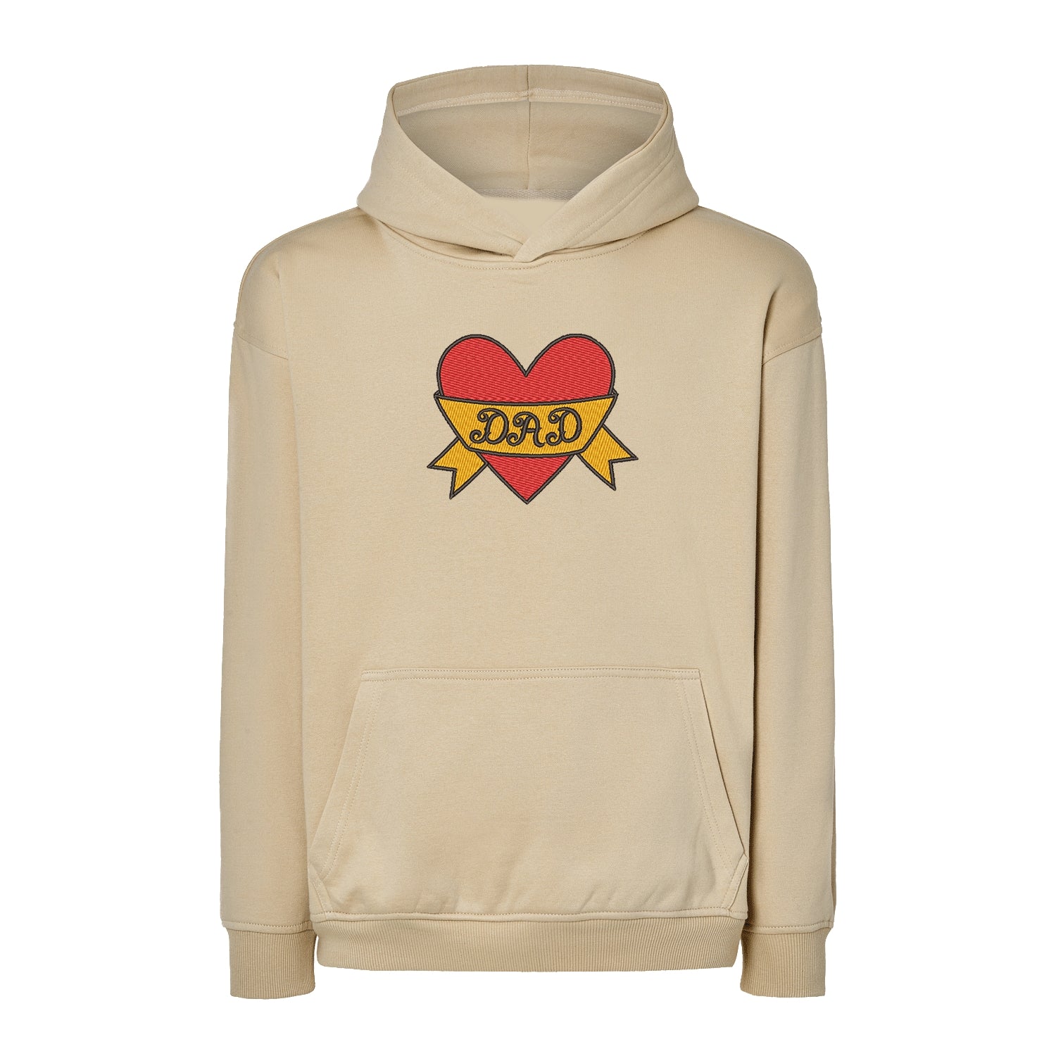 Bluza oversize „Dad Heart Tattoo” z haftem – stylowy prezent dla taty | Odzież z haftem komputerowym Haft z radości