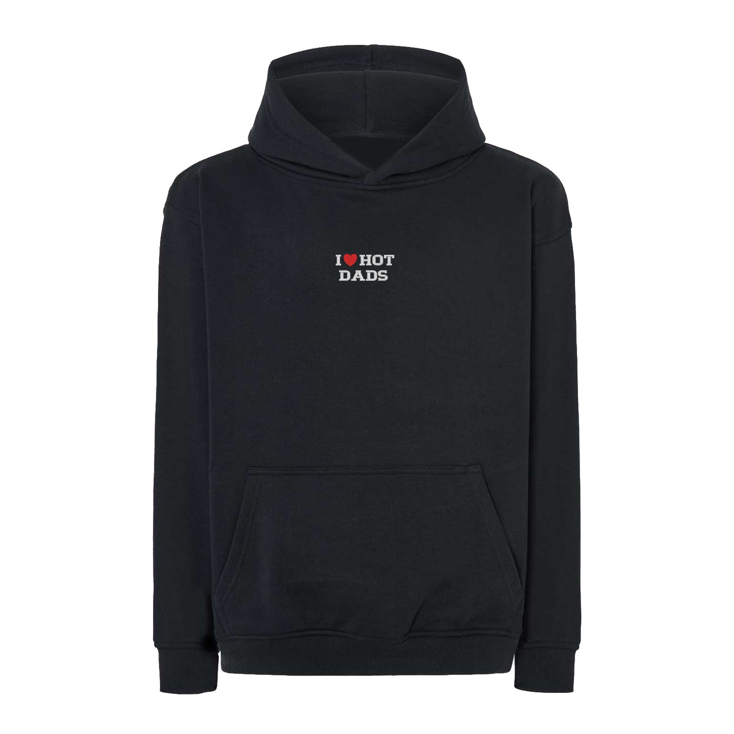 Bluza I LOVE HOT DADS z haftem – klasyczna, z kapturem lub oversize Haft z radości - nadruki i haft na odzieży Warszawa