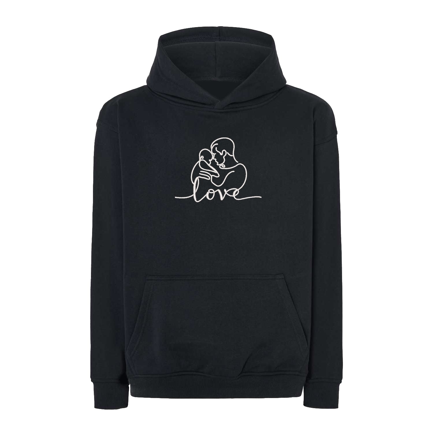 Bluza oversize z haftem "Love" – Tata z dzieckiem | Minimalistyczny line art Haft z radości