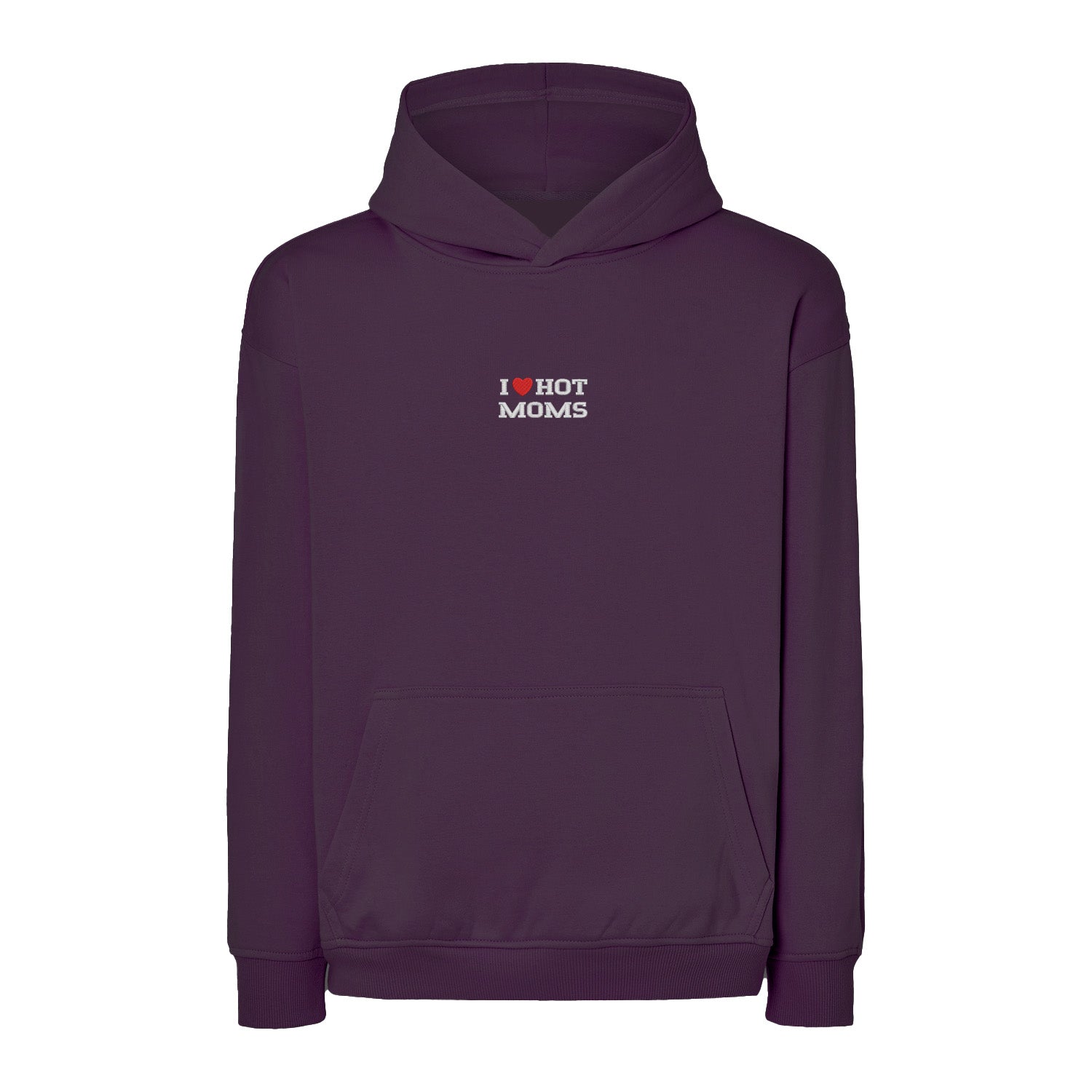 Bluza I LOVE HOT MOMS z haftem – klasyczna, z kapturem lub oversize Haft z radości - nadruki i haft na odzieży Warszawa