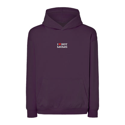 Bluza I LOVE HOT MOMS z haftem – klasyczna, z kapturem lub oversize Haft z radości - nadruki i haft na odzieży Warszawa