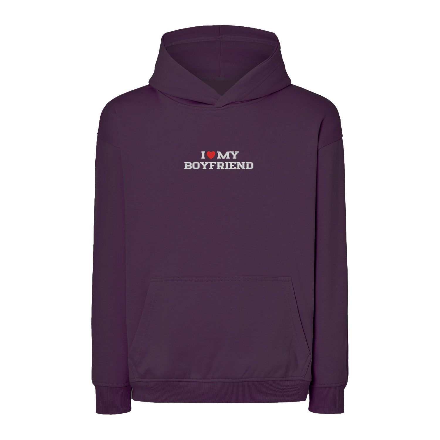 Bluza I LOVE MY BOYFRIEND z haftem – z kapturem, bez kaptura lub oversize Haft z radości - nadruki i haft na odzieży Warszawa