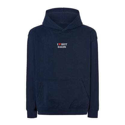 Bluza I LOVE HOT DADS z haftem – klasyczna, z kapturem lub oversize Haft z radości - nadruki i haft na odzieży Warszawa
