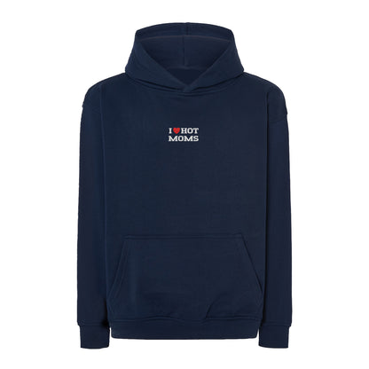 Bluza I LOVE HOT MOMS z haftem – klasyczna, z kapturem lub oversize Haft z radości - nadruki i haft na odzieży Warszawa