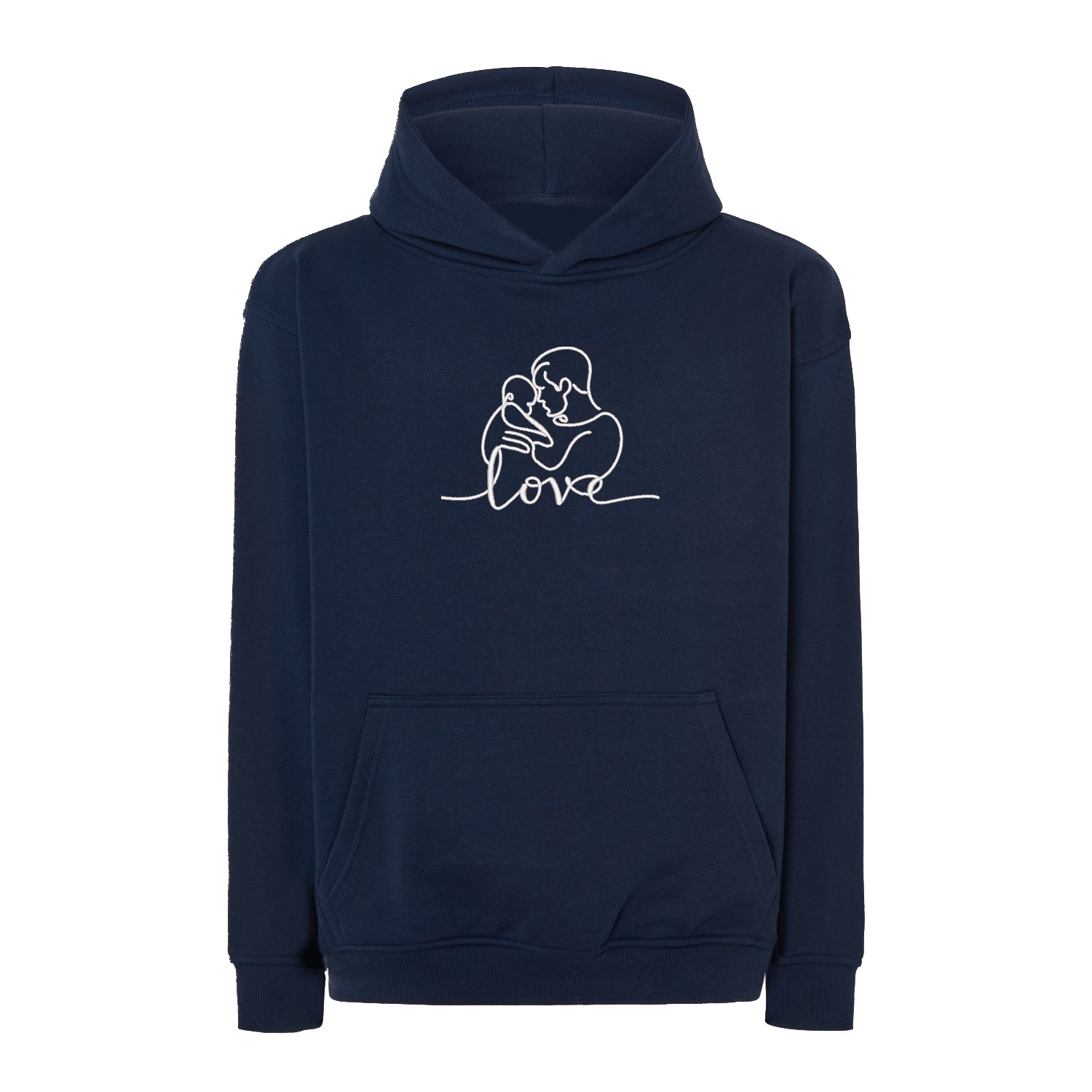 Bluza oversize z haftem "Love" – Tata z dzieckiem | Minimalistyczny line art Haft z radości