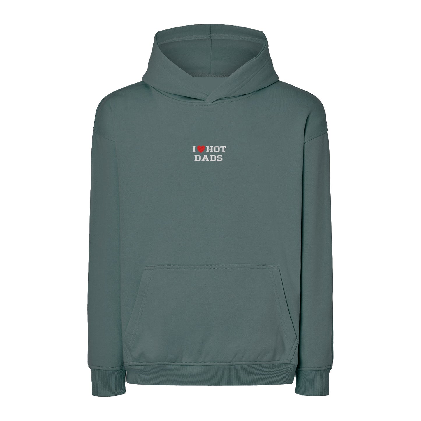 Bluza I LOVE HOT DADS z haftem – klasyczna, z kapturem lub oversize Haft z radości - nadruki i haft na odzieży Warszawa