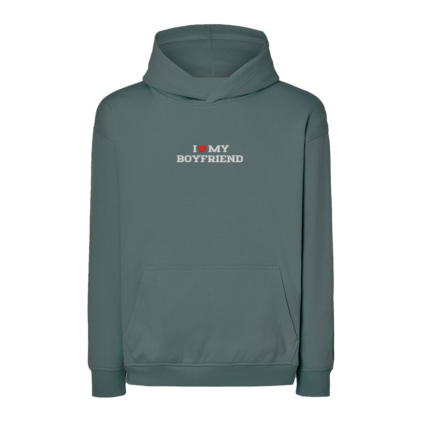 Bluza I LOVE MY BOYFRIEND z haftem – z kapturem, bez kaptura lub oversize Haft z radości - nadruki i haft na odzieży Warszawa