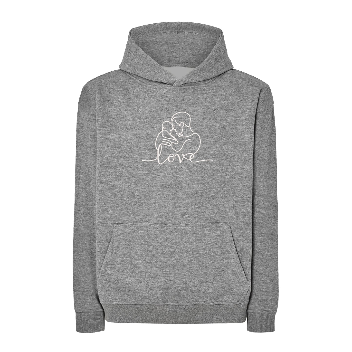 Bluza „LOVE" z haftem – Tata z dzieckiem – idealna bluza dla taty wędkarza, dostępna w kroju bez kaptura, z kapturem i oversize Haft z radości - nadruki i haft na odzieży Warszawa