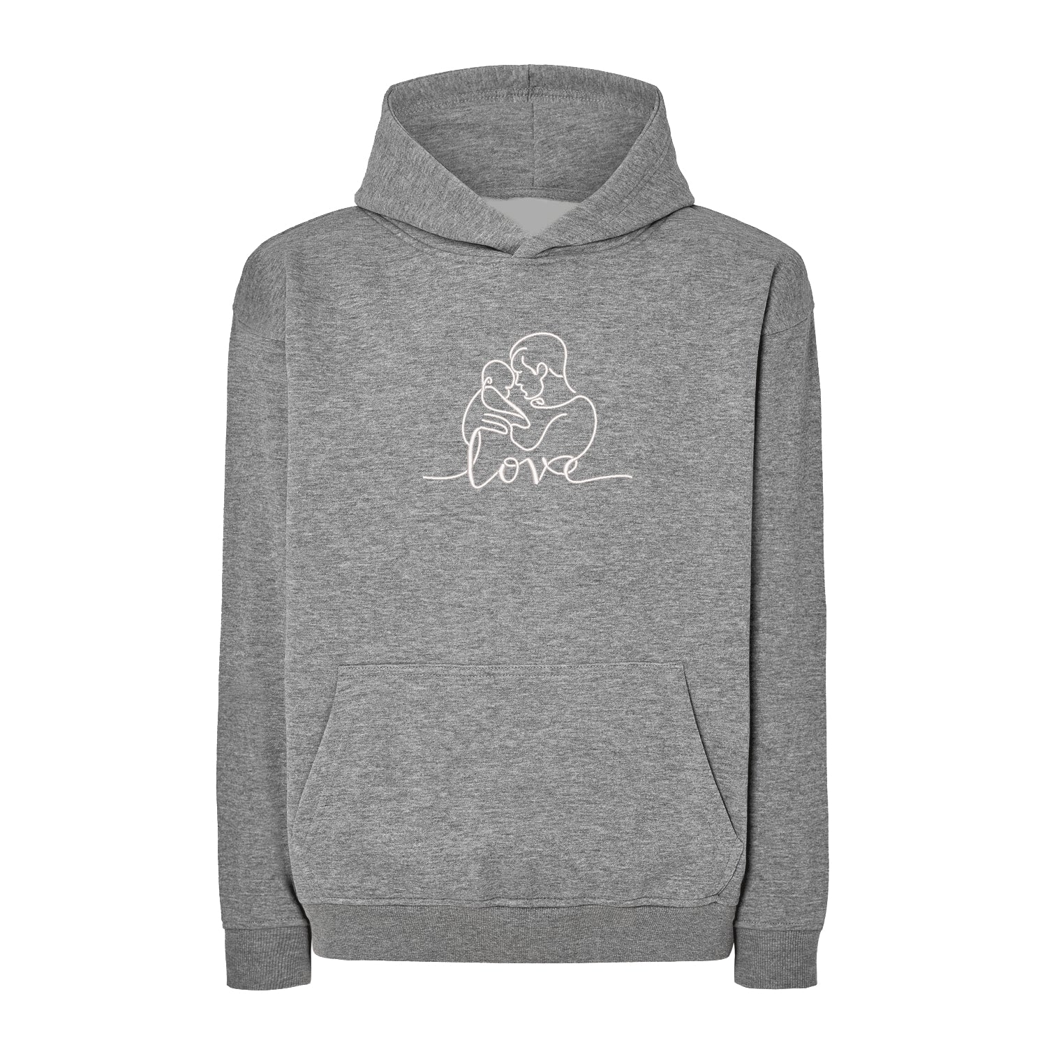 Bluza „LOVE" z haftem – Tata z dzieckiem – idealna bluza dla taty wędkarza, dostępna w kroju bez kaptura, z kapturem i oversize Haft z radości - nadruki i haft na odzieży Warszawa