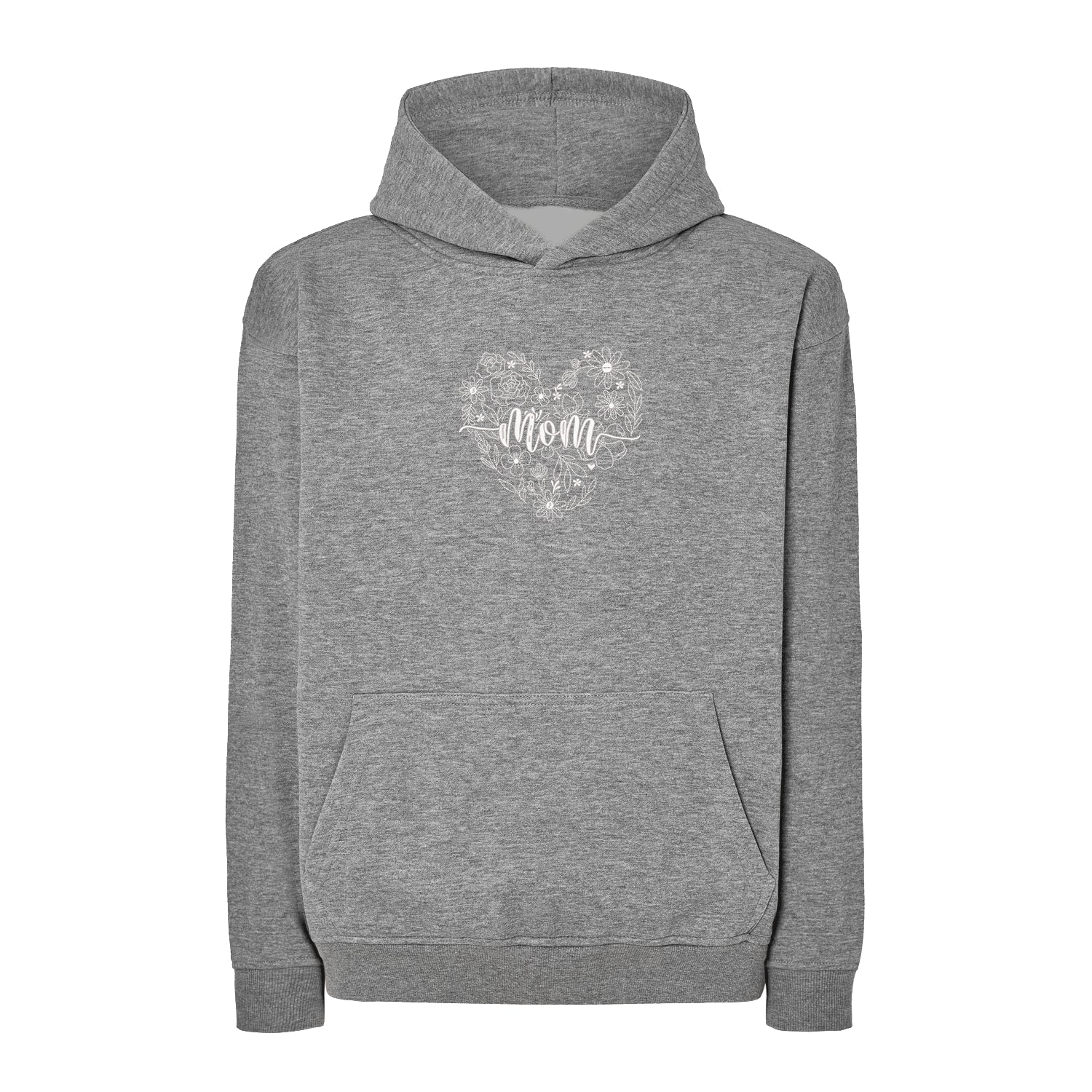 Bluza damska z haftem “Mom Heart Floral Embroidery Designs” – oversize, z kapturem lub bez Haft z radości - nadruki i haft na odzieży Warszawa