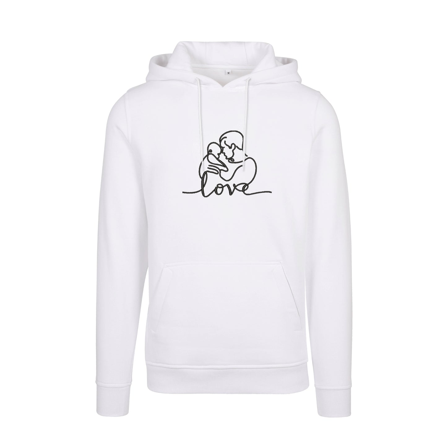Bluza z kapturem z haftem "Love" – Tata z dzieckiem | Minimalistyczny line art