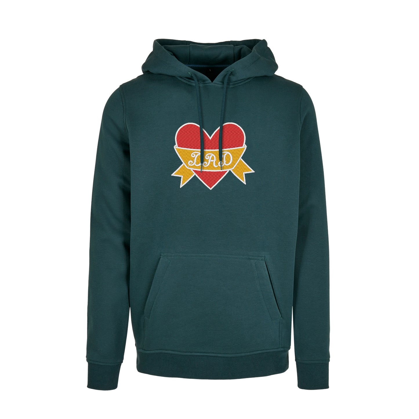 Bluza z kapturem „Dad Heart Tattoo” z haftem – stylowy prezent dla taty | Odzież z haftem komputerowym
