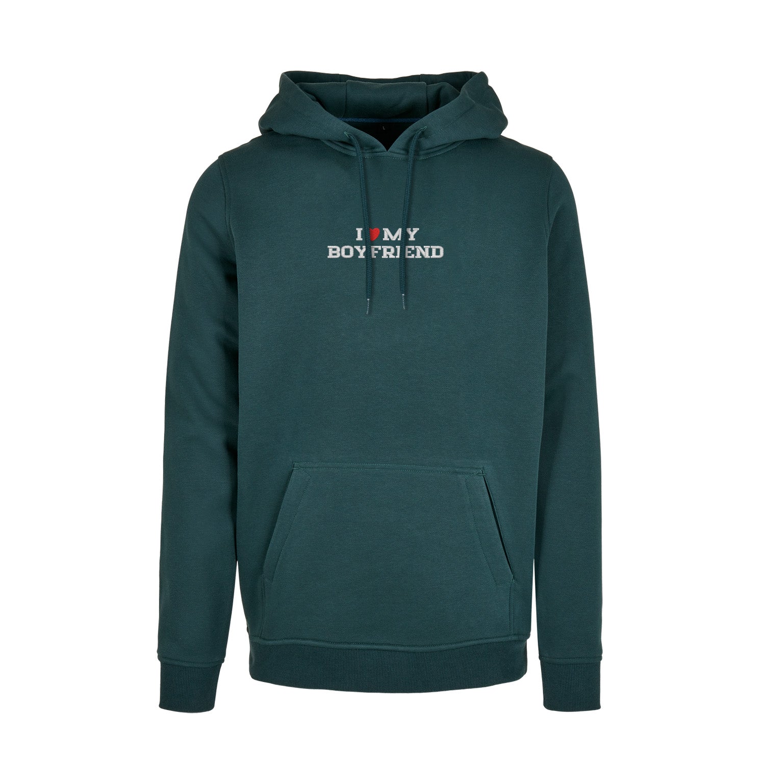 Bluza I LOVE MY BOYFRIEND z haftem – z kapturem, bez kaptura lub oversize Haft z radości - nadruki i haft na odzieży Warszawa