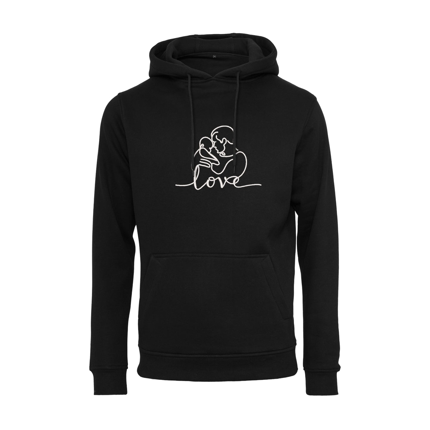 Bluza z kapturem z haftem "Love" – Tata z dzieckiem | Minimalistyczny line art