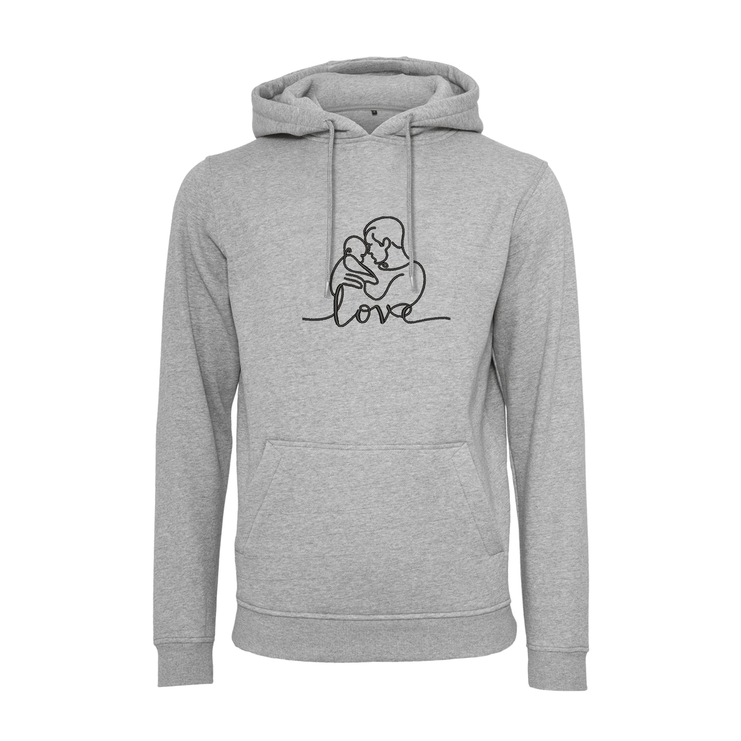 Bluza z kapturem z haftem "Love" – Tata z dzieckiem | Minimalistyczny line art