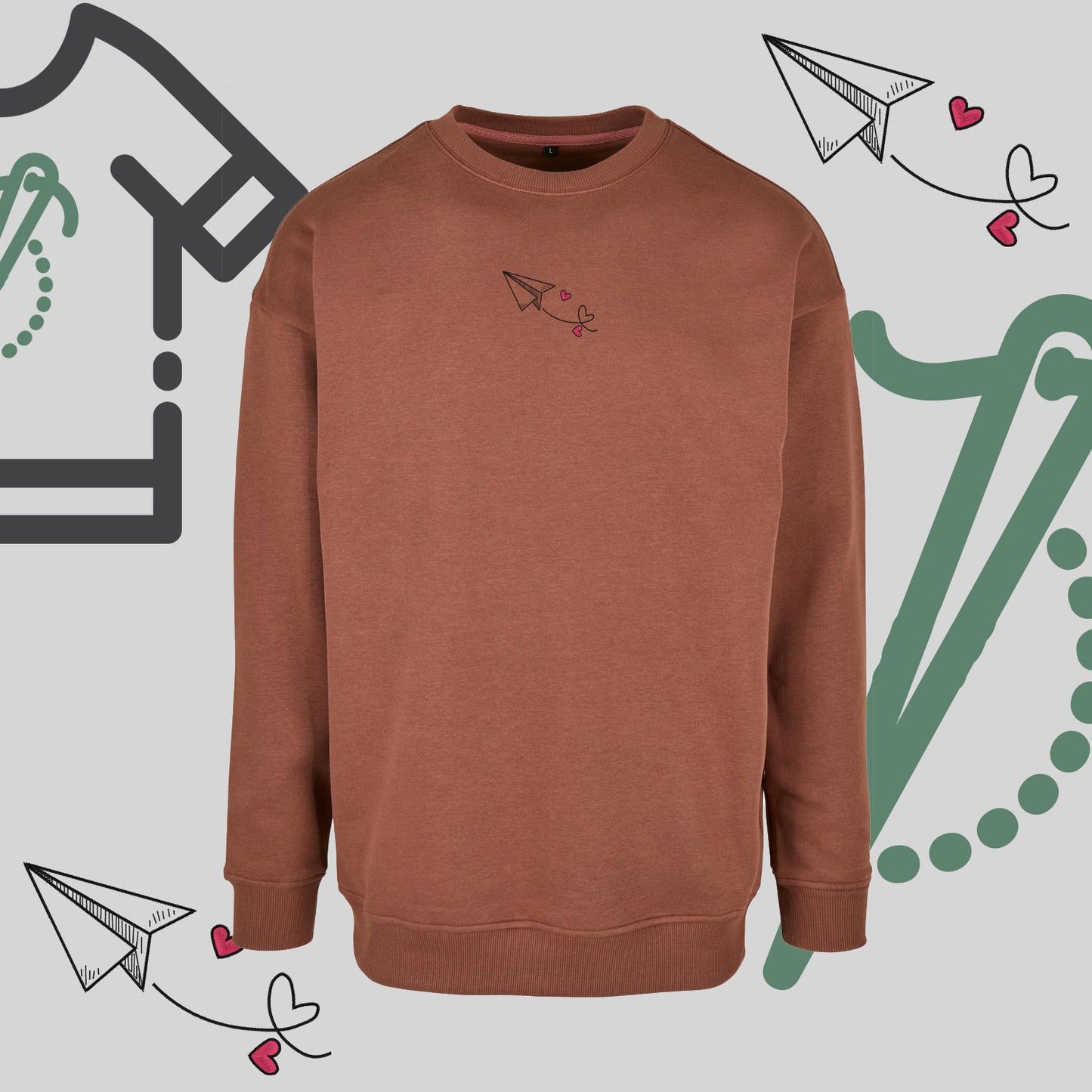 Bluza bez kaptura "Walentynkowy liścik" – haft komputerowy, styl z przesłaniem