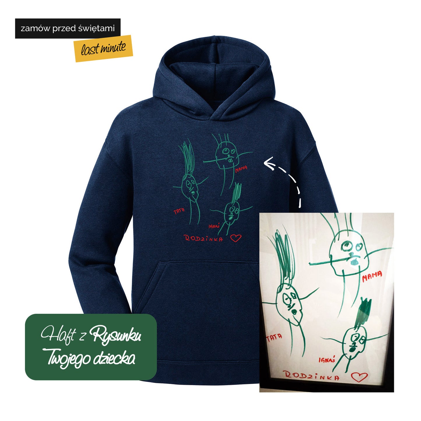 Dziecięca bluza z haftem z rysunku dziecka – personalizowana