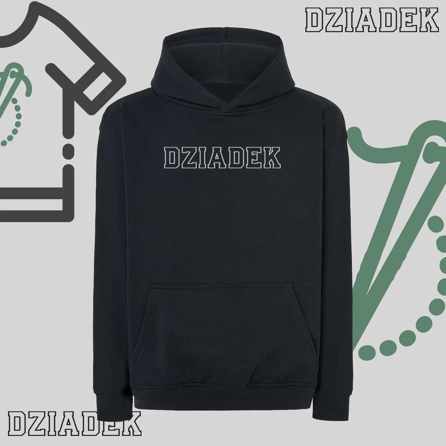 Bluza oversize z kapturem "DZIADEK" kontur, idealny prezent na dzień Dziadka Haft z radości