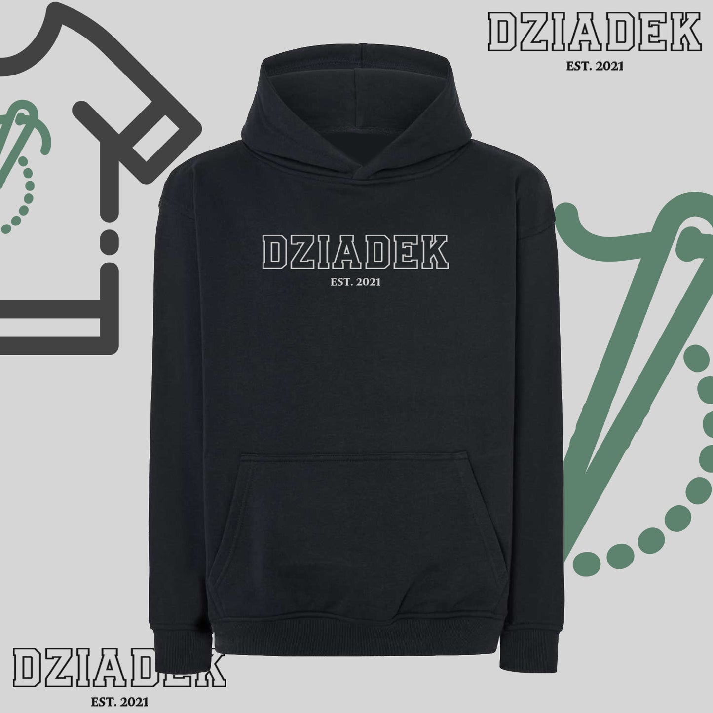 Bluza oversize z kapturem "DZIADEK" kontur +EST, idealny prezent na dzień Dziadka