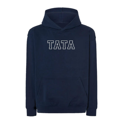 Bluza oversize z kapturem "TATA" kontur, idealny prezent na dzień Taty Haft z radości