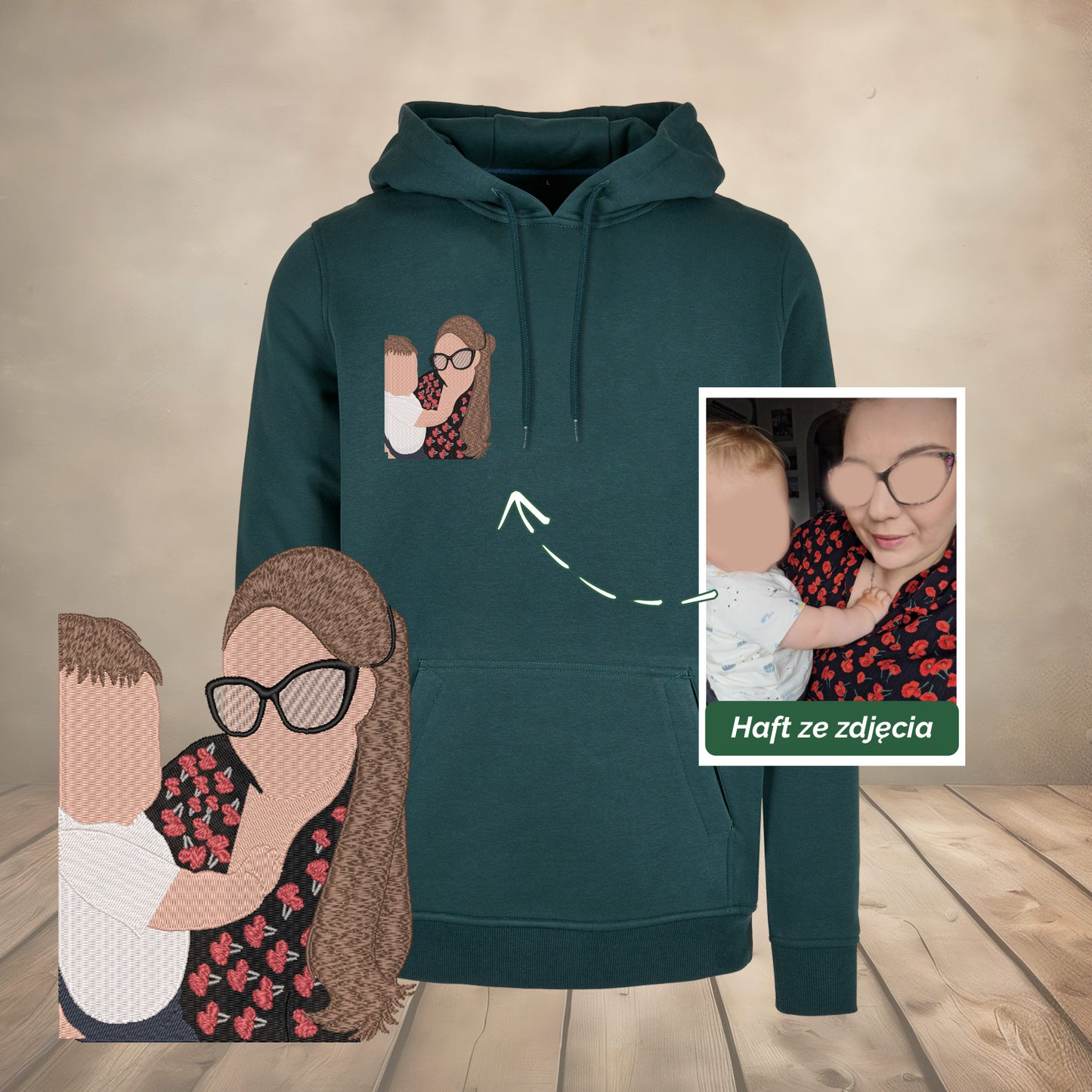 Bluza z haftem postaci ze zdjęcia – personalizowana Haft z radości - nadruki i haft na odzieży Warszawa