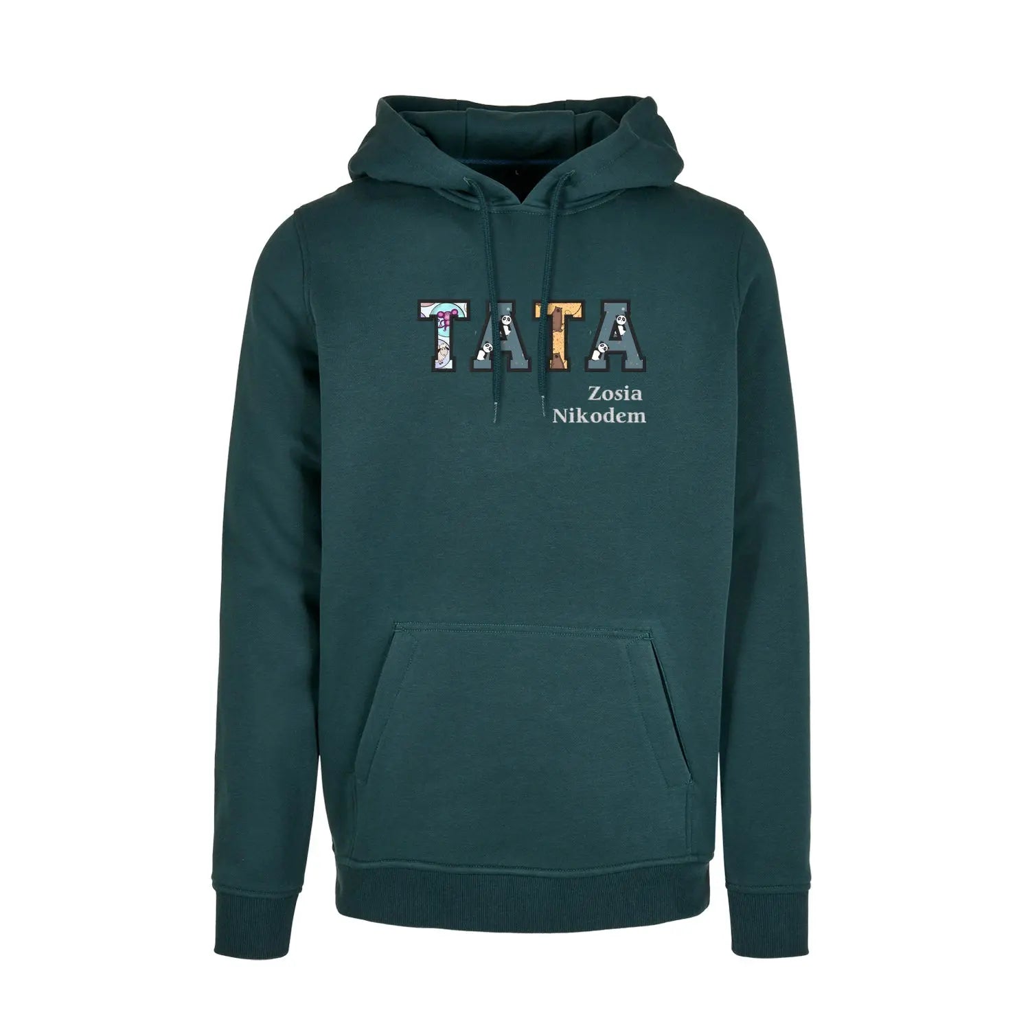 Bluza z kapturem "TATA" Patchwork + Imiona dzieci idealny prezent na dzień Taty Haft z radości