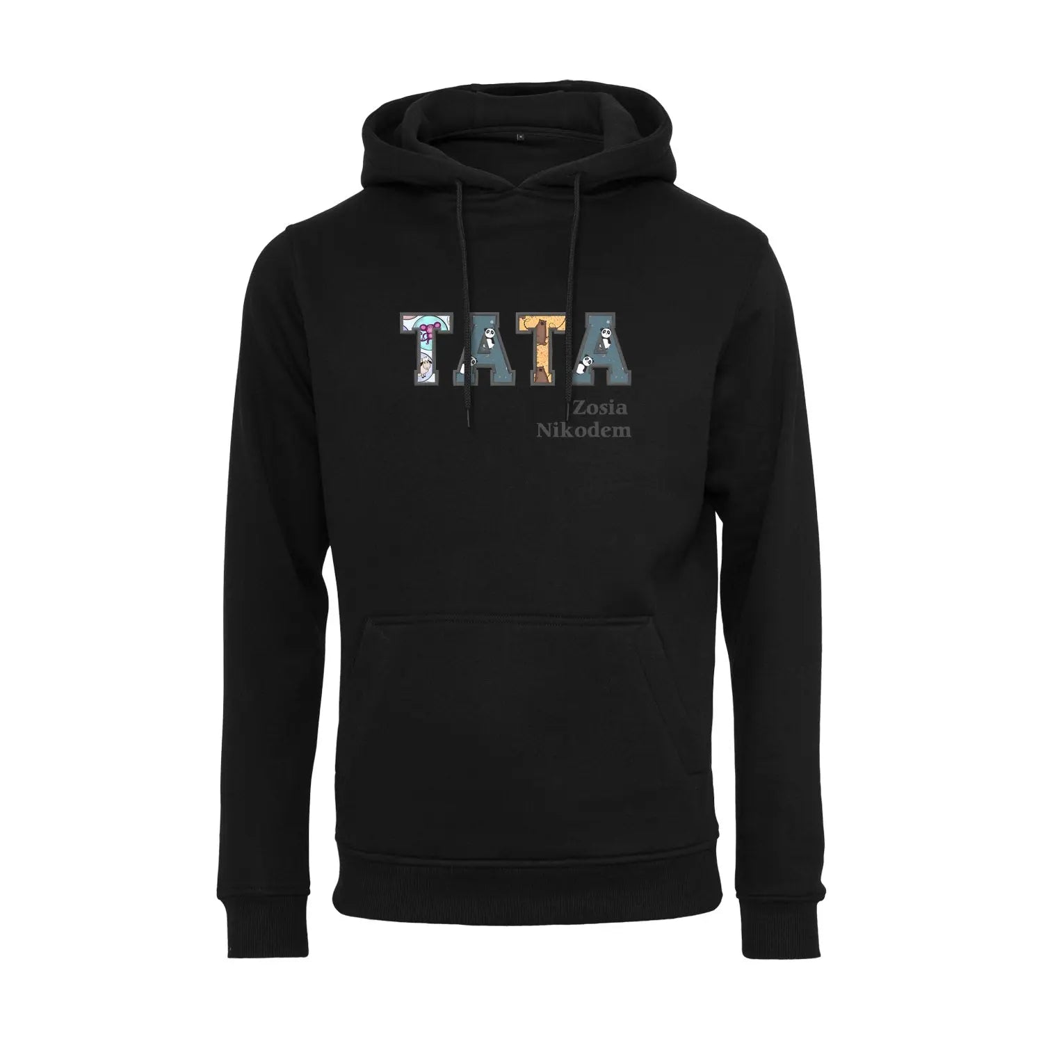 Bluza z kapturem "TATA" Patchwork + Imiona dzieci idealny prezent na dzień Taty Haft z radości