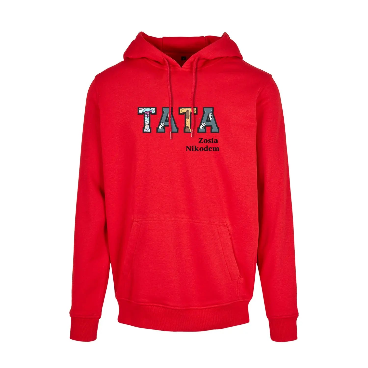 Bluza z kapturem "TATA" Patchwork + Imiona dzieci idealny prezent na dzień Taty Haft z radości