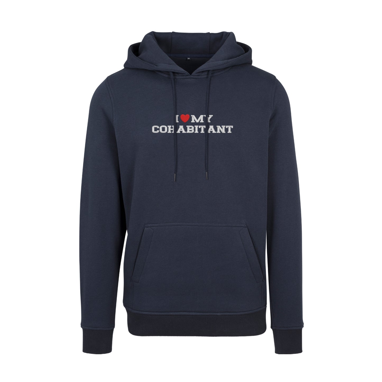 Bluza z kapturem z haftem "I love MY cohabitant"