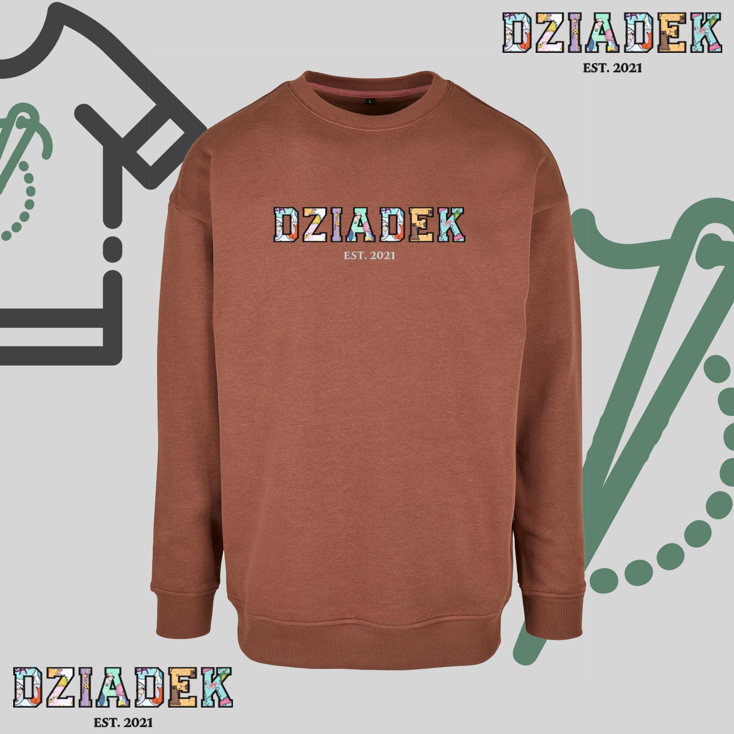 Bluza bez kaptura "DZIADEK PATCHWORK+EST" idealny prezent na Dzień Dziadka