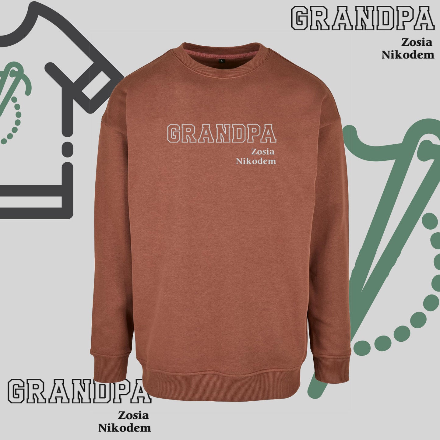 Bluza bez kaptura "GRANDPA KONTUR+IMIONA WNUCZĄT" idealny prezent na Dzień Dziadka