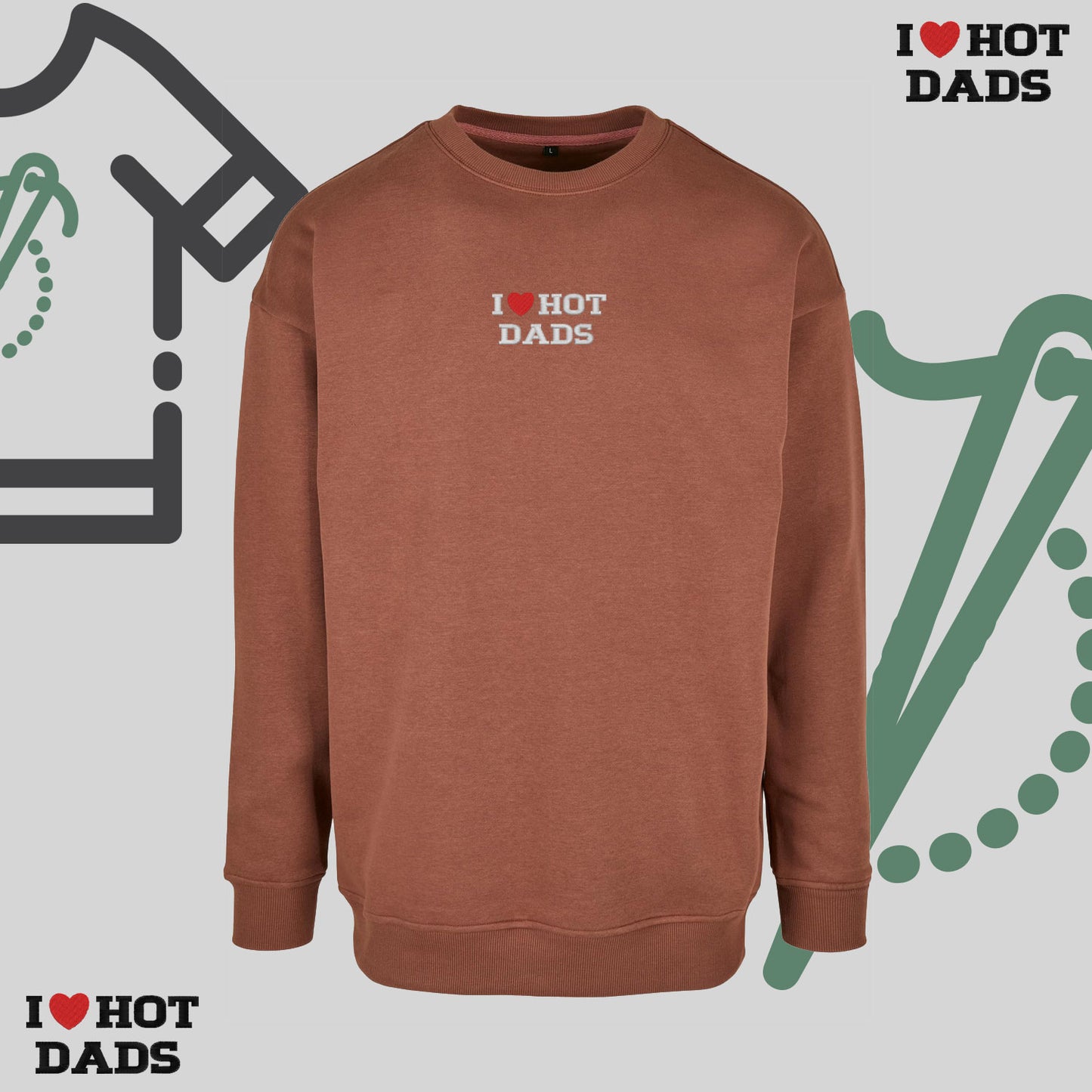 Bluza bez kaptura z haftem "I❤️ HOT DADS"