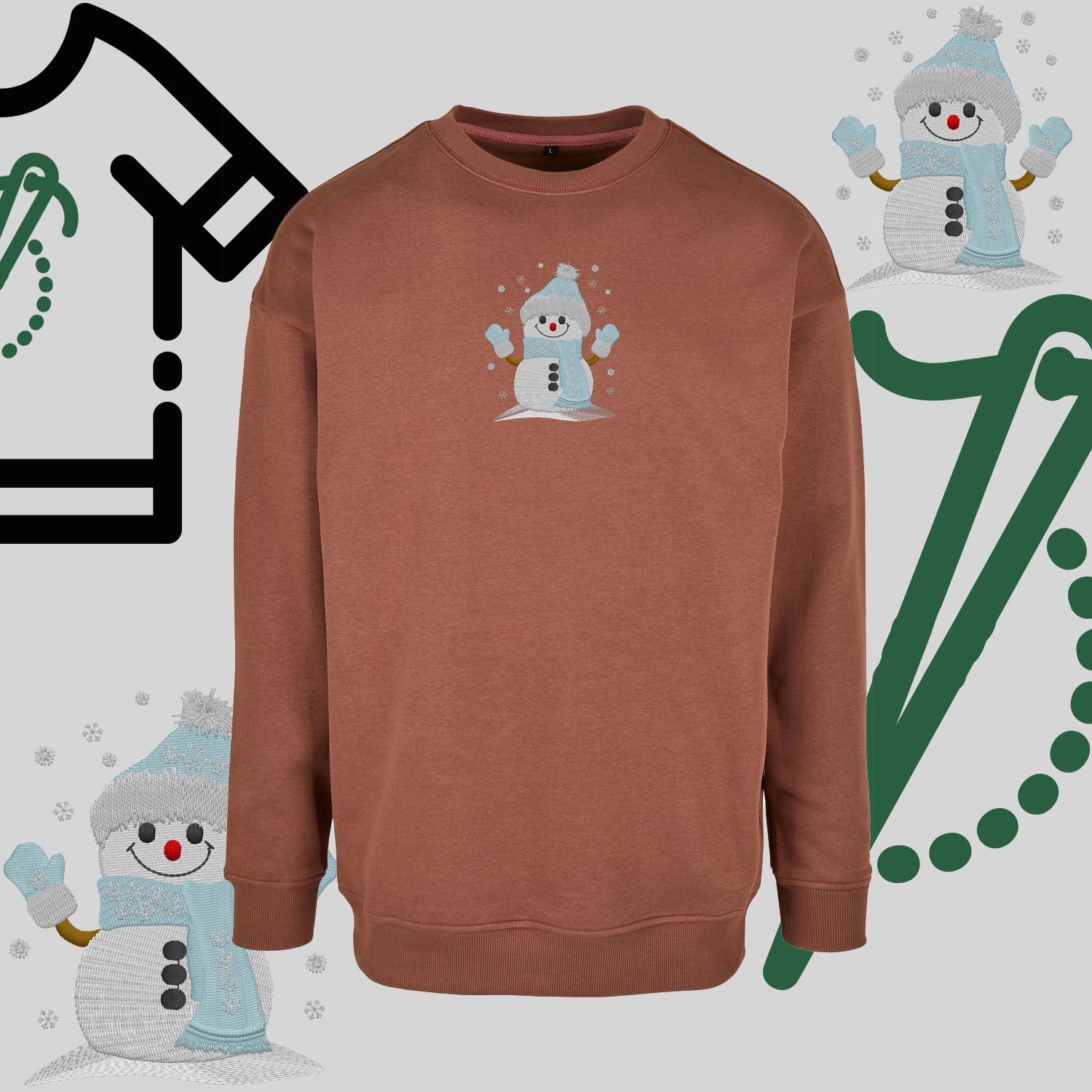 Bluza bez kaptura "Bałwanek" – haft komputerowy, styl z pozytywnym przekazem