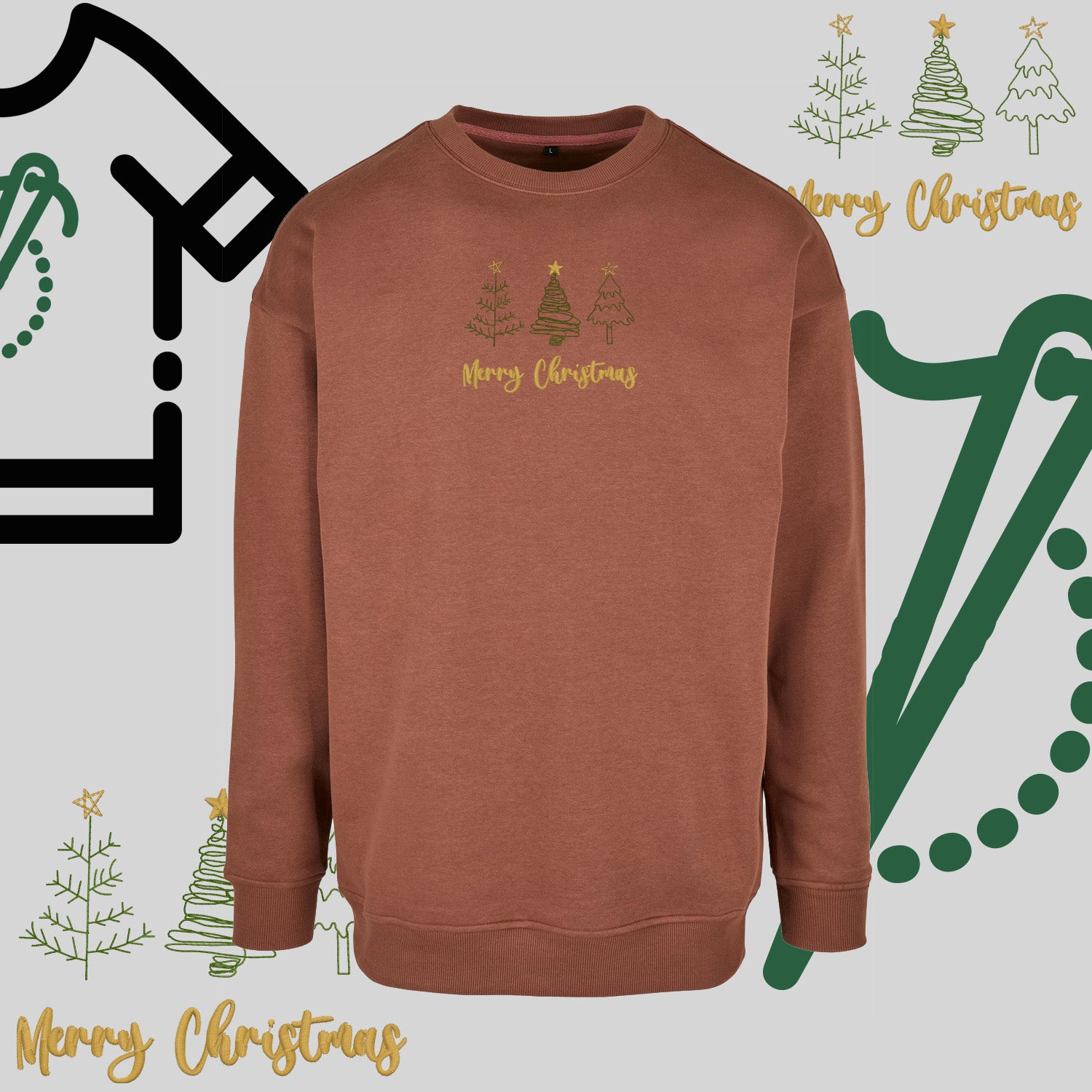 Bluza bez kaptura "Trzy Choinki" – haft komputerowy, styl z pozytywnym przekazem