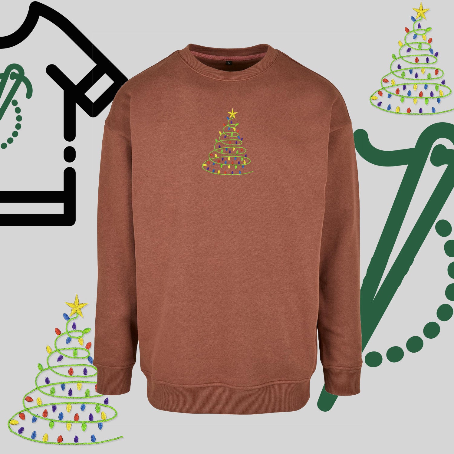 Bluza bez kaptura "Choinka" – haft komputerowy, styl z pozytywnym przekazem