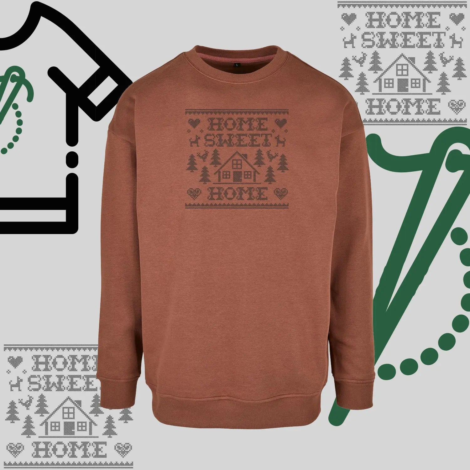 Bluza bez kaptura "Home Sweet Home" – haft komputerowy, styl z pozytywnym przekazem Haft z radości