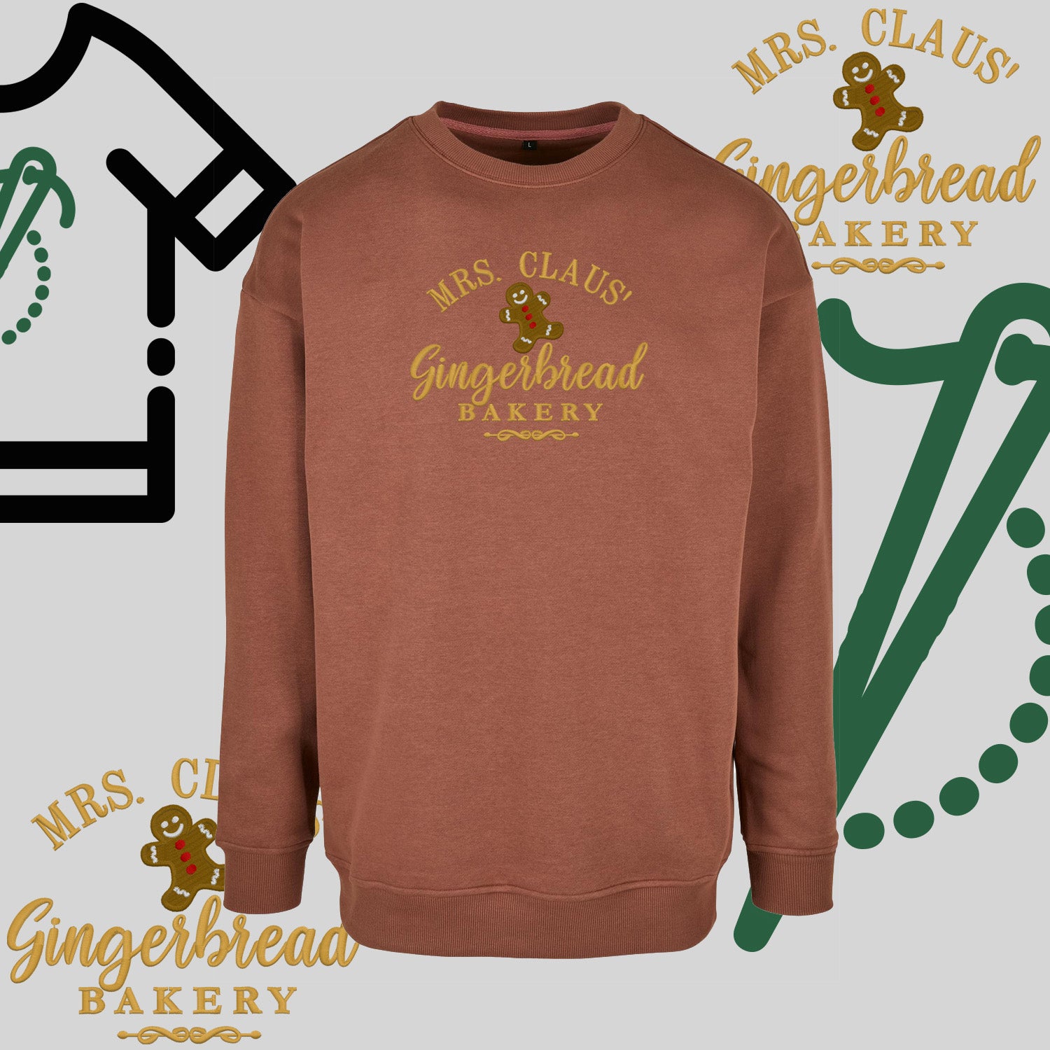 Bluza bez kaptura "Gingerbread" – haft komputerowy, styl z pozytywnym przekazem