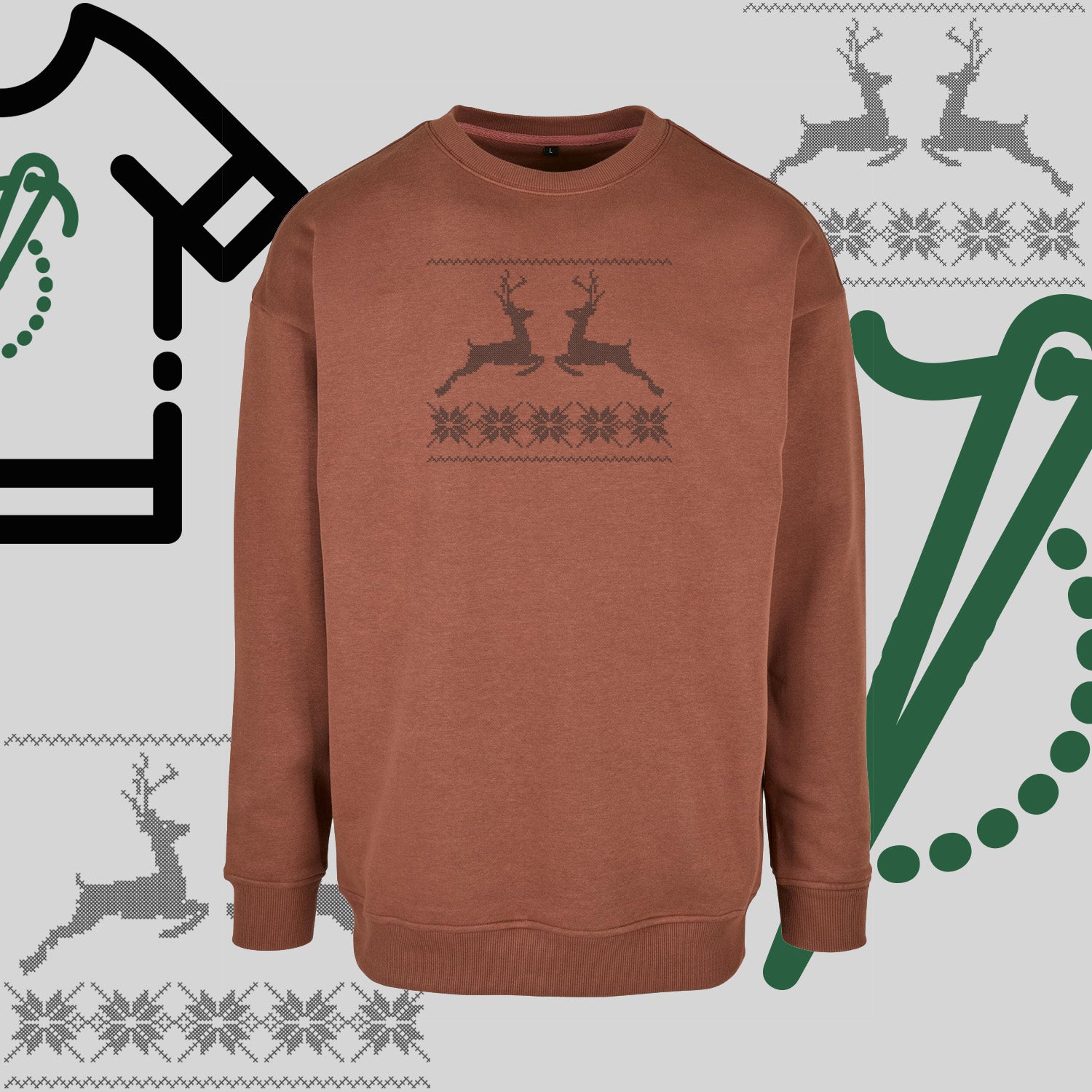 Bluza bez kaptura "Renifer Christmas" – haft komputerowy, styl z pozytywnym przekazem