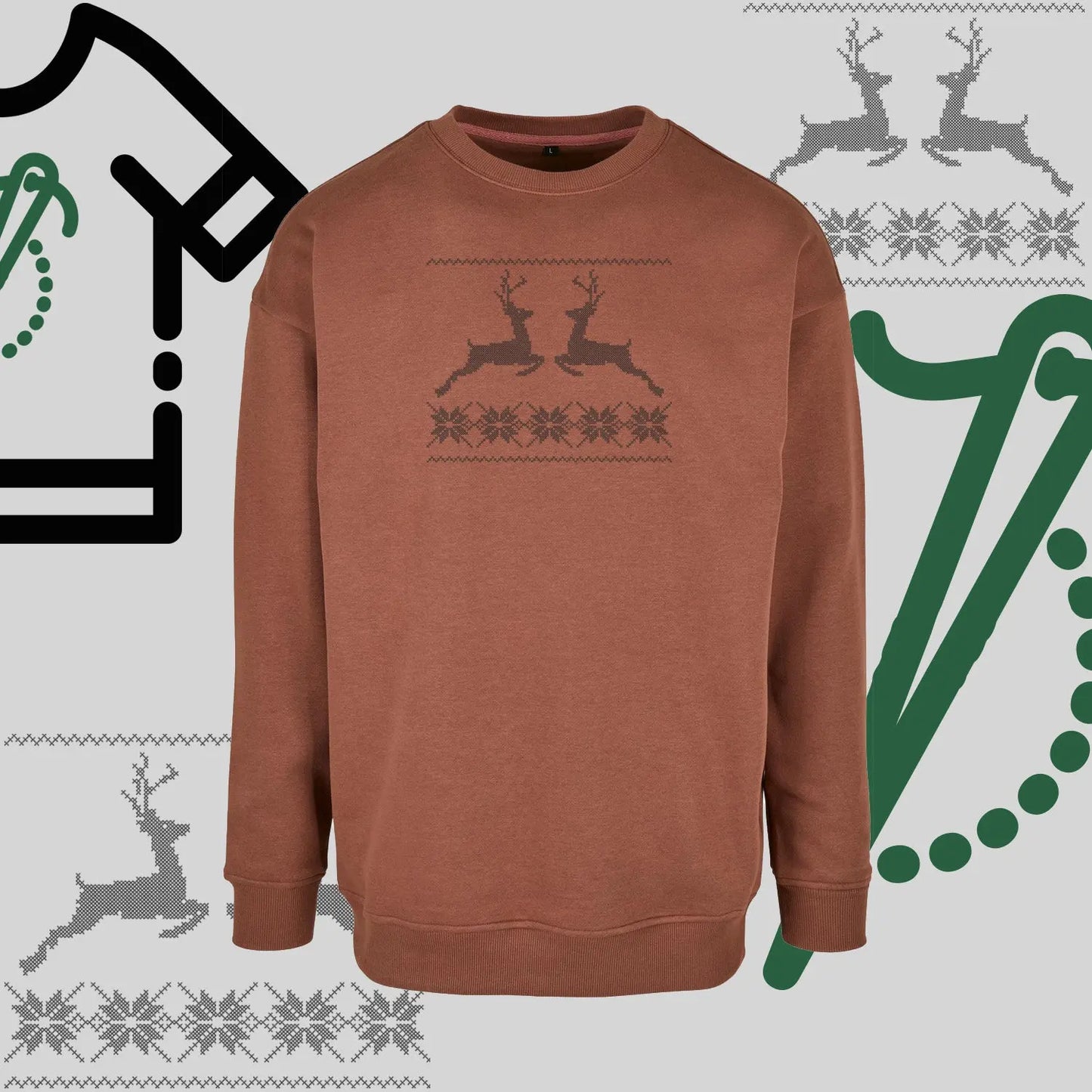 Bluza bez kaptura "Renifer Christmas" – haft komputerowy, styl z pozytywnym przekazem Haft z radości