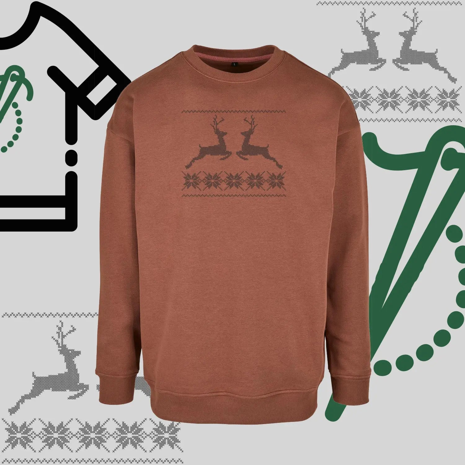 Bluza bez kaptura "Renifer Christmas" – haft komputerowy, styl z pozytywnym przekazem Haft z radości