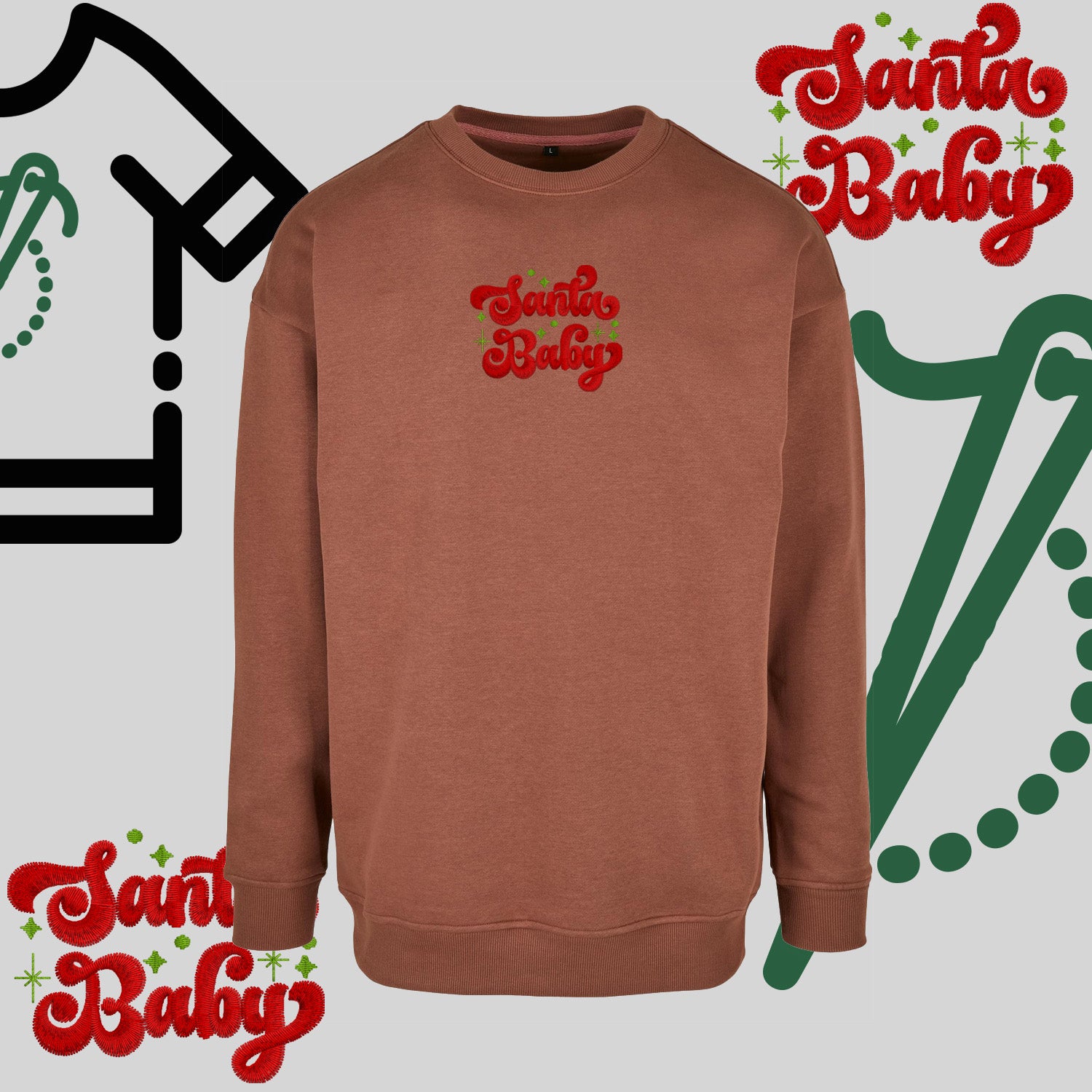 Bluza bez kaptura "Santa Baby" – haft komputerowy, styl z pozytywnym przekazem