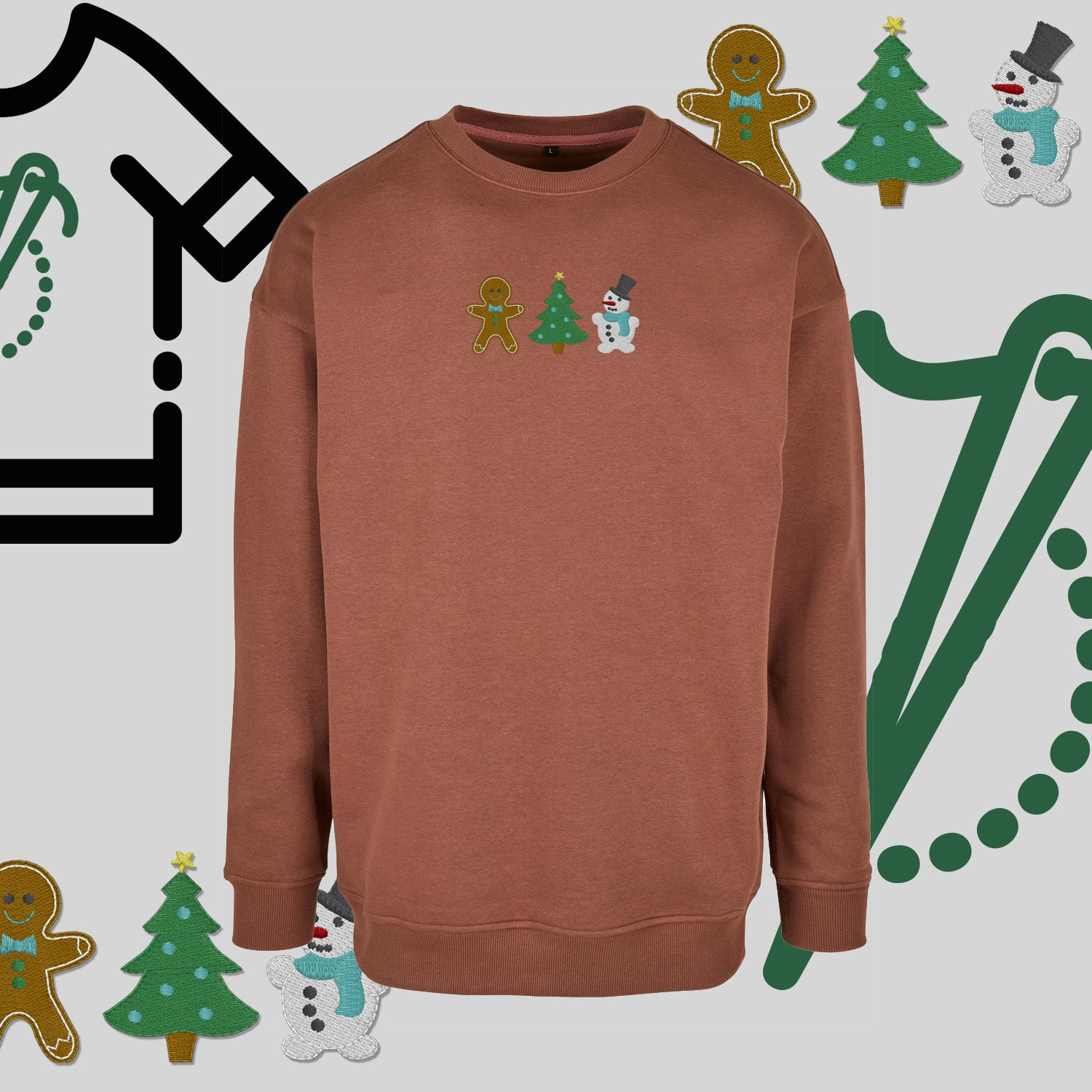 Bluza bez kaptura "Świąteczna Gromada" – haft komputerowy, styl z pozytywnym przekazem