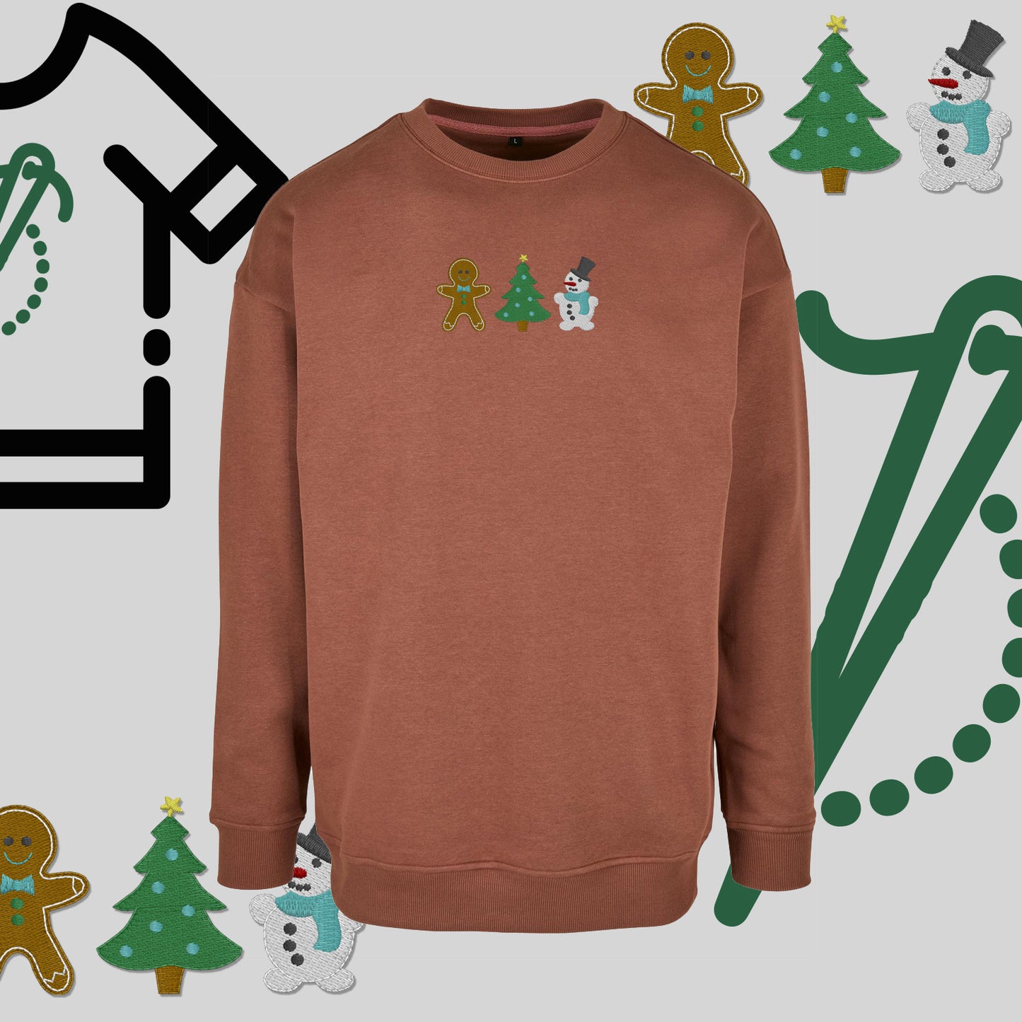 Bluza bez kaptura "Świąteczna Gromada" – haft komputerowy, styl z pozytywnym przekazem