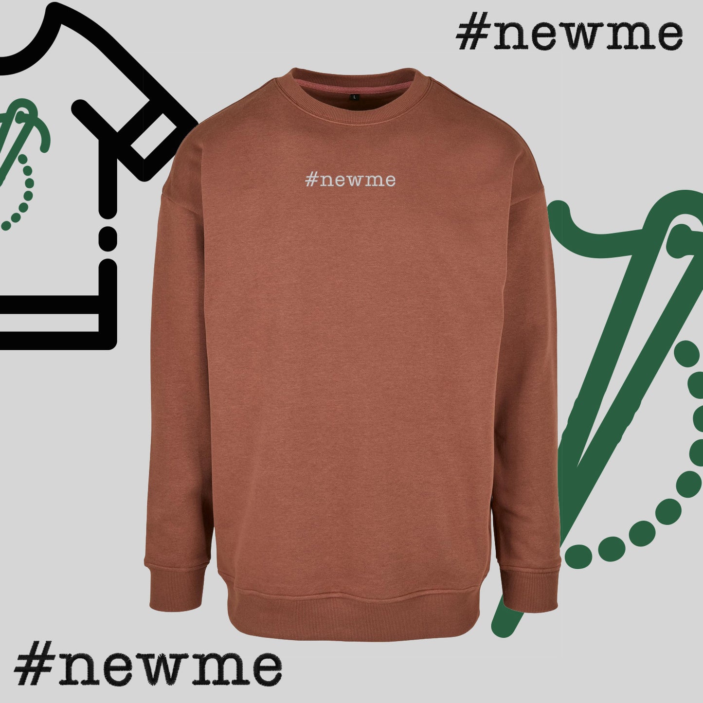 Bluza bez kaptura "#newme" – haft komputerowy, motywacja i nowy styl