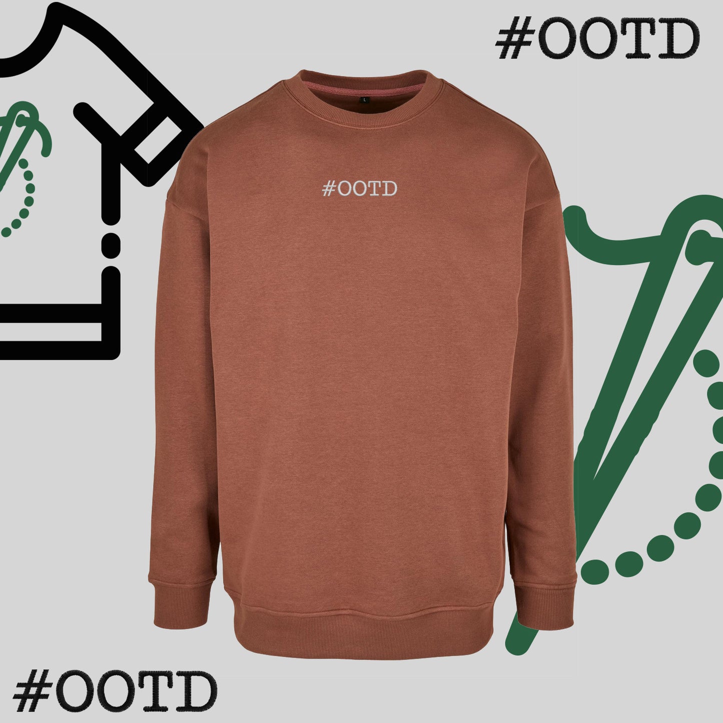 Bluza bez kaptura "OOTD" – haft komputerowy, modna na co dzień