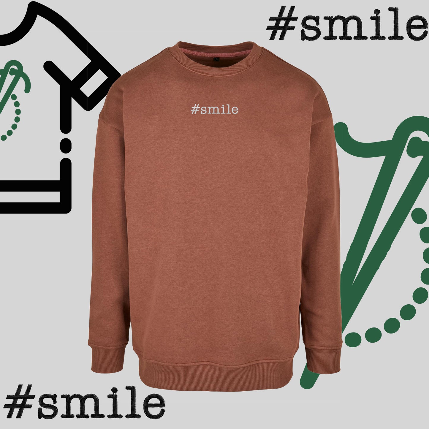 Bluza bez kaptura "#SMILE" – haft komputerowy, pozytywny styl na co dzień