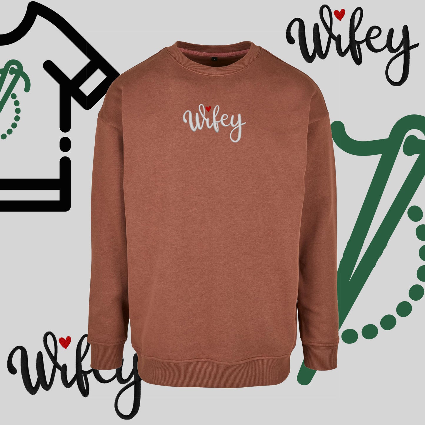 Bluza bez kaptura "WIFEY" – haft komputerowy, styl dla żony z humorem